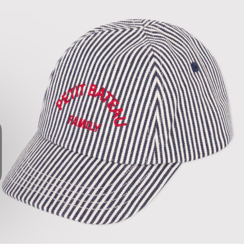 Petit Bateau Navy and White Striped Kids Hat